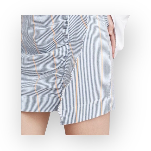 new 3x1 ᯾ Jane Ruffle Stretch Denim Mini Skirt ᯾ Blue Ticking Stripe ᯾ XS ᯾ Chic - Picture 7 of 16